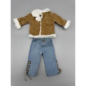 Kingstate Corp Doll Clothing Outfit Brown Faux Fur Top Jacket W/ Jeans